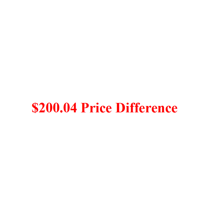 Red text on a white background indicating a price difference of $200.04.
