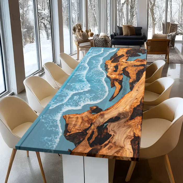 Dining table with a unique design in a modern interior setting