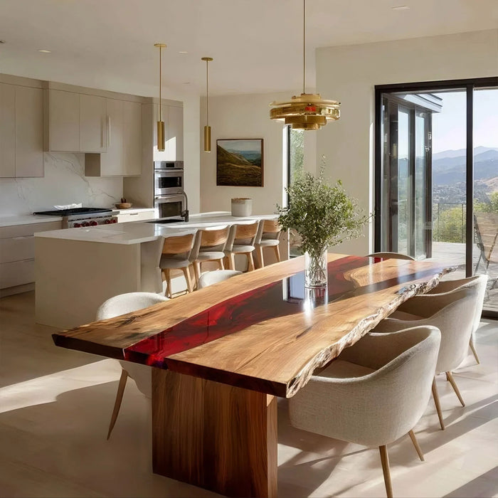 Custom walnut resin dining table for modern interiors
