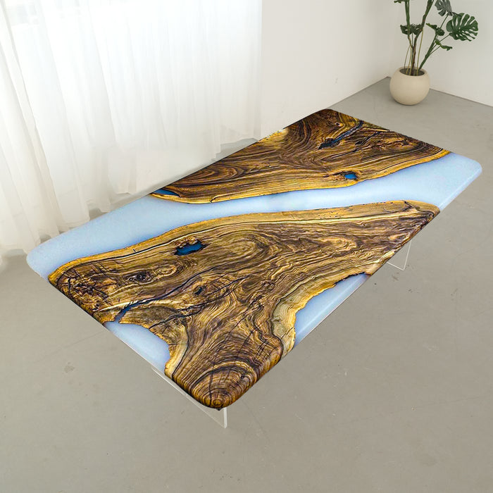 Walnut Epoxy River Table with White Resin for Modern Interiors