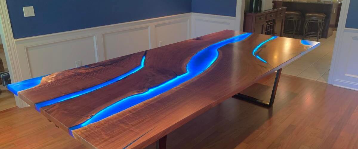 epoxy resin conference table with LED lighting