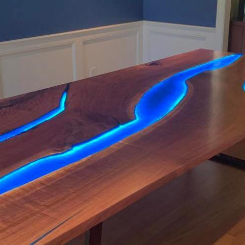epoxy resin conference table with LED lighting
