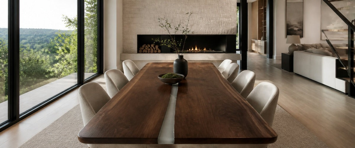 Black Walnut Epoxy Table Design Ideas for Custom Homes