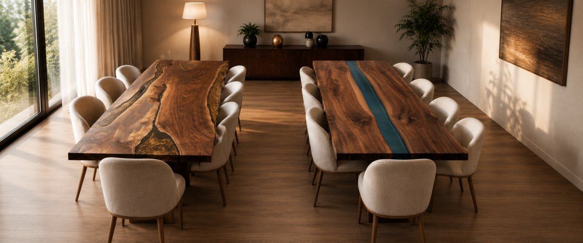 Single-Slab vs. Joined or Multi-Slab Epoxy Tables: Which Should You Choose?