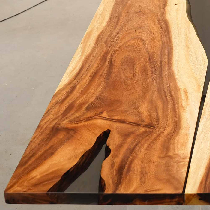 10-Person Walnut Epoxy Table in Modern Dining Room
