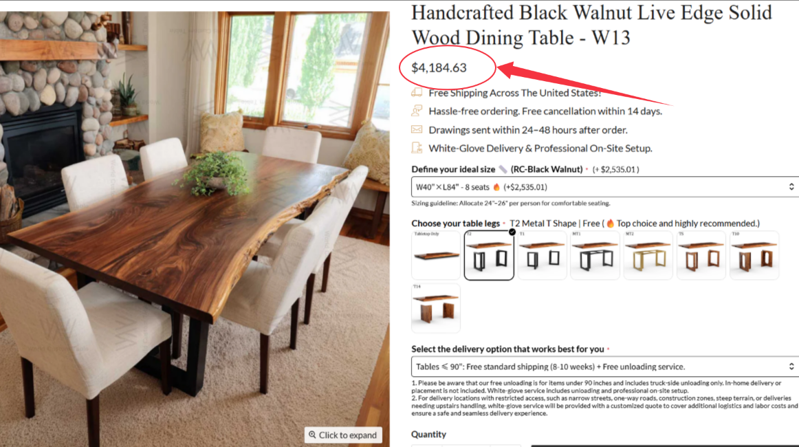 Payment Link for Connie bruch Harrison – $169 Table Size Upgrade (Order WTC1130)
