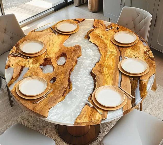 Custom Link for Rena - Black Walnut Dining Table with White Pearl Swirl