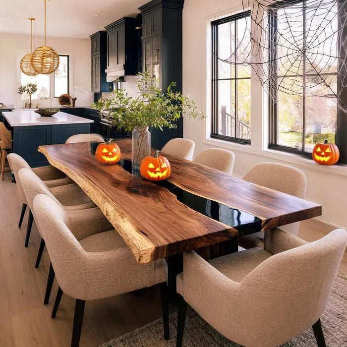 Custom Link for Brent - Black Walnut Square Edge Epoxy River Dining Table - Emerald Tide Green Resin - 8-10 Seats Dining Table