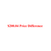 Red text on a white background indicating a price difference of $200.04.