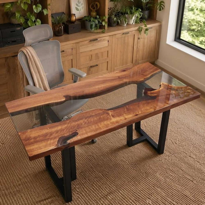 24x60 black walnut clear epoxy dinning table
