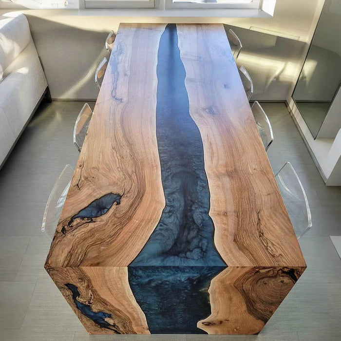 Custom Link for Jackie King 46"W x 80"L Black Walnut Epoxy Table