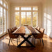30 by 48 walnut dining table with white epoxy design