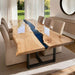 36x72 Poplar epoxy dining table with live edge and translucent blue resin