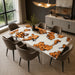 42 x 84 burl wood white epoxy dining table for a modern dining room