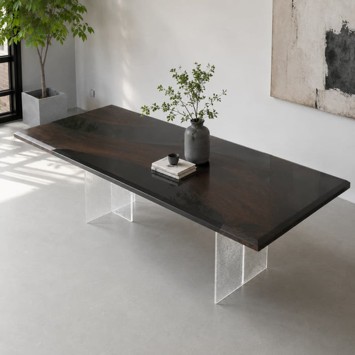 42x96 dark walnut black epoxy dining table