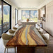Full view of the 42x96 ready-to-ship walnut epoxy dining table