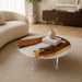 48 inch round walnut white epoxy coffee table for modern living room