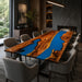 48 x 96 walnut blue epoxy dining table for a modern dining room