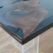 Epoxy resin conference table seats 6 to 8, walnut and resin blend