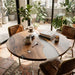 60 inch round black walnut epoxy dining table with smoky gray resin