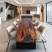 Close-up showing the crystal-clear epoxy resin and natural black walnut wood grain.
