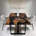 60x36 black walnut epoxy dining table with black resin