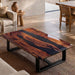 60x84 walnut epoxy coffee table with black resin