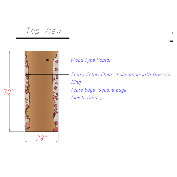 Custom Poplar Floral Live Edge Epoxy Resin Headboard - B04