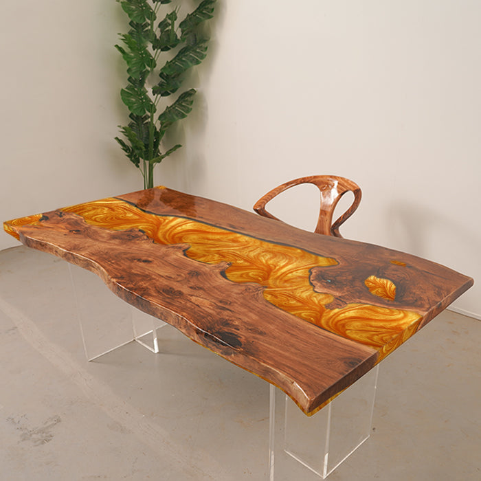 42" x 84" - Custom 50% Deposit Link for Joe Hickey - Black Walnut Amber Blaze Epoxy Table