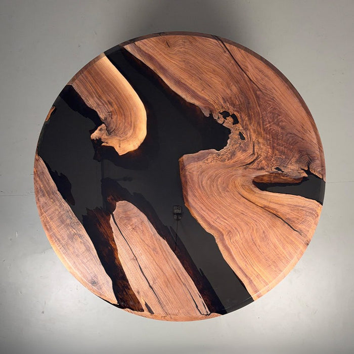 72 inch epoxy dinning table featuring natural black walnut