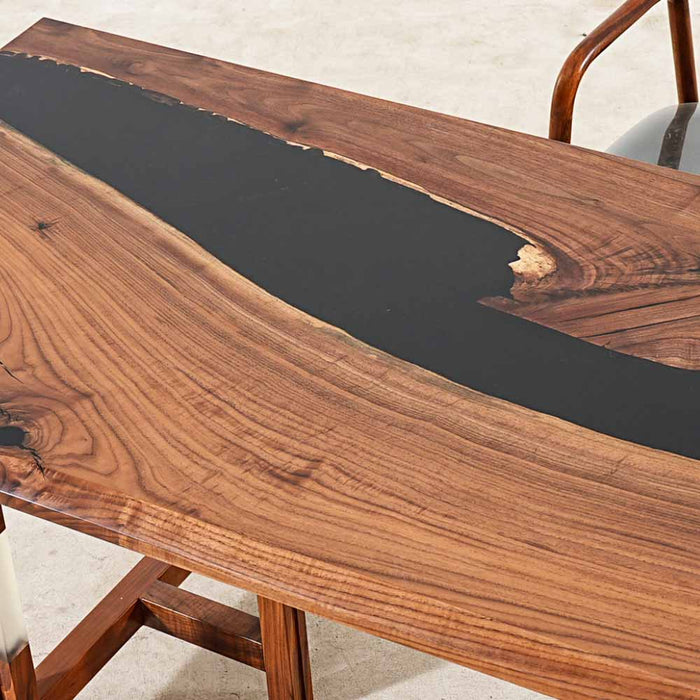 Black Epoxy Black Walnut Dining Table 36×72 – 6-8 Person Ready to Ship - S34