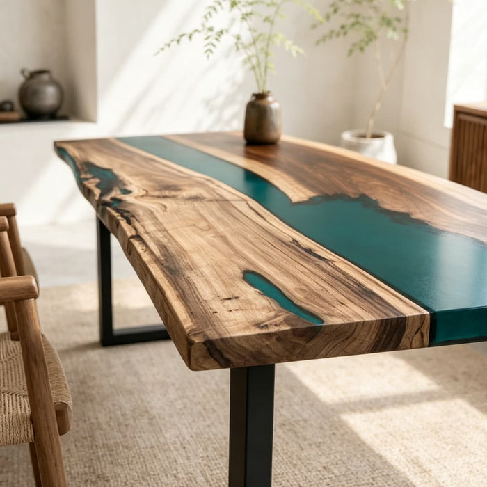 80 inch green resin dining table for a modern dining room