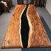 9 foot black epoxy walnut dining table for large family gatherings