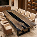 96x42 black walnut epoxy conference table with black resin