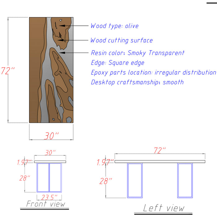 Modern Olive Wood Epoxy Resin Dining Table - A01