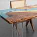 Handcrafted walnut and resin river desk for modern studio or small space