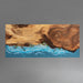 Handcrafted live edge walnut table featuring ocean resin inlay