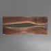Black walnut epoxy dining table with sleek black resin center, ideal for loft-style dining areas.