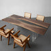 Luxury epoxy walnut table with natural edges and minimalist design, ideal for art-inspired hospitality settings.