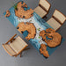 Top view of Cunninghamia burl ocean epoxy resin table with tropical wave textures