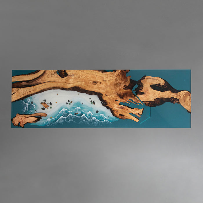Custom epoxy river table made from premium olive wood slabs