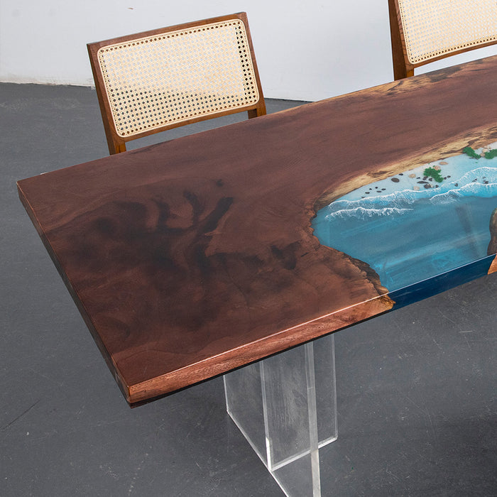 Modern walnut resin wood table for luxury interiors