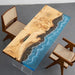 Artistic resin river dining table with live edge poplar wood