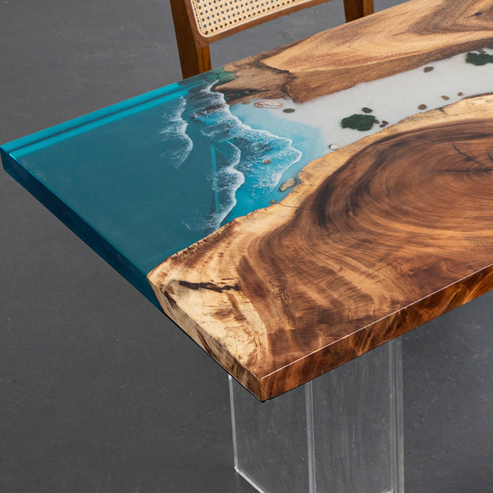 Handcrafted epoxy river dining table made from walnut wood