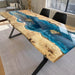 Ocean-inspired epoxy resin meeting table with natural live edge