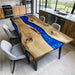 Walnut blue river epoxy dining table for modern kitchens