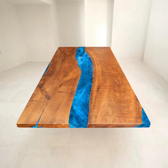 Custom Handmade Olive Wood Epoxy Dining Table