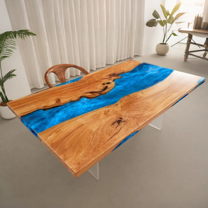 Luxury Olive Wood River Table with Epoxy Inlay