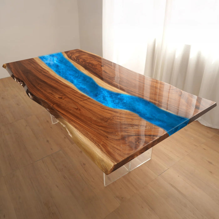 Walnut Epoxy Resin Table with Natural Grain for Modern Dining