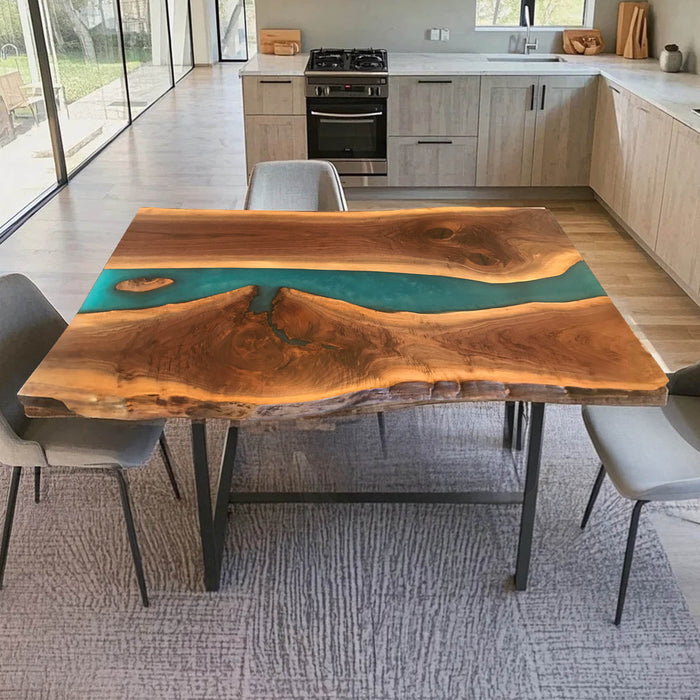 Handmade walnut resin table for modern interiors